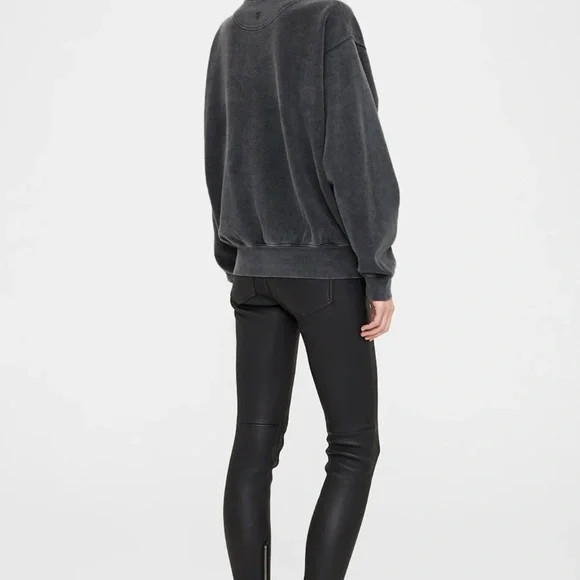 Anine Bing Size Small Ramona Sweatshirt in Washed Black - Picture 4 of 8